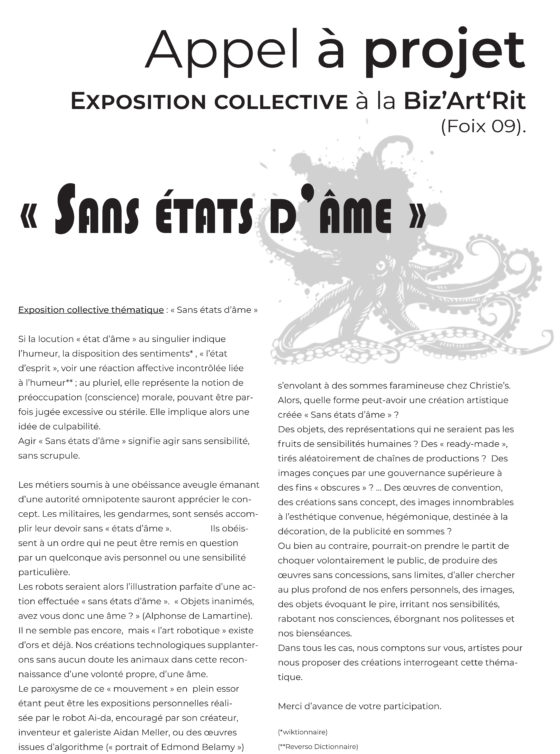 Appel à projet // Exposition collective à la Biz’Art‘Rit