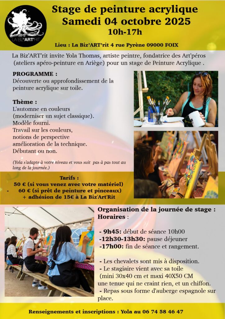 Stage de peinture acrylique Octobre 2025